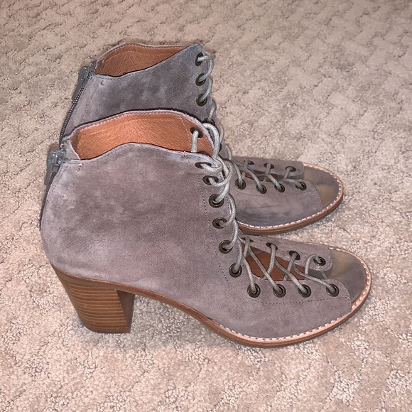 JEFFREY CAMPBELL SUEDE OPEN LACE BOOTIES - Picture 3 of 8